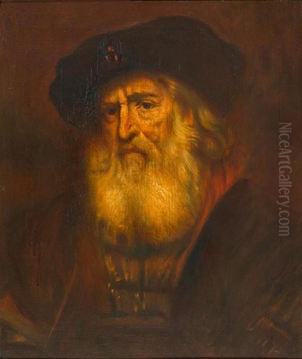 Portrait Eines Herrn Mit Weissem Bart Und Baskenmutze. Oil Painting by Harmenszoon van Rijn Rembrandt