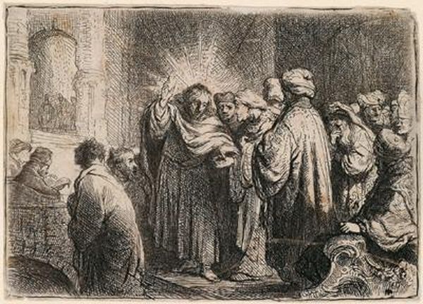 Der Zinsgroschen Oil Painting by Harmenszoon van Rijn Rembrandt