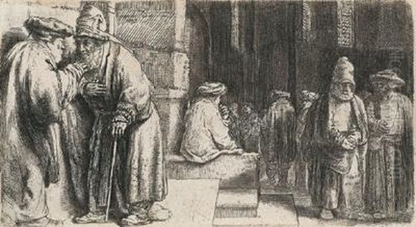 Die Synagoge Oil Painting by Harmenszoon van Rijn Rembrandt
