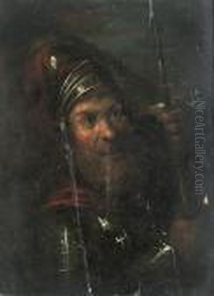 A Soldier Holding A Spear Oil Painting by Harmenszoon van Rijn Rembrandt