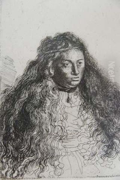 Portrait Of A Woman With Long Flowing Hair Oil Painting by Harmenszoon van Rijn Rembrandt
