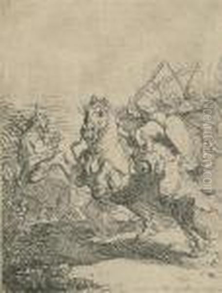 Cavalry Fight Oil Painting by Harmenszoon van Rijn Rembrandt