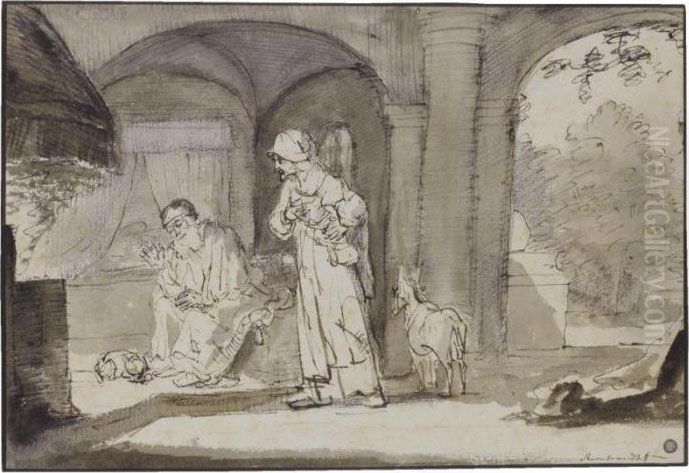 Abraham And Sarah Oil Painting by Harmenszoon van Rijn Rembrandt