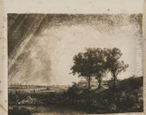 Paysage Aux Trois Arbres Oil Painting by Harmenszoon van Rijn Rembrandt