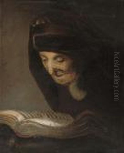 The Artist's Mother Reading Oil Painting by Harmenszoon van Rijn Rembrandt