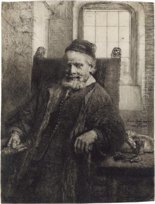 Jan Lutma, Goldsmith (b., Holl. 276; H. 290) Oil Painting by Harmenszoon van Rijn Rembrandt