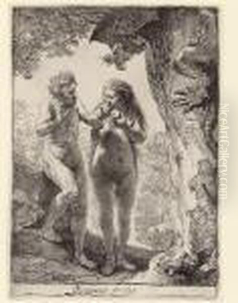 Adam And Eve Oil Painting by Harmenszoon van Rijn Rembrandt