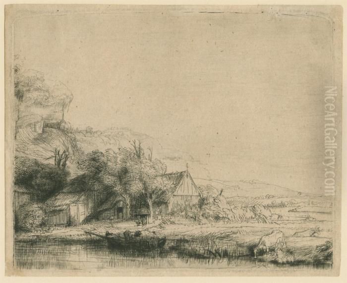 Landscape With A Cow Oil Painting by Harmenszoon van Rijn Rembrandt