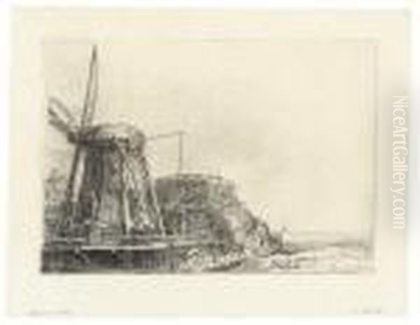 The Windmill Oil Painting by Harmenszoon van Rijn Rembrandt