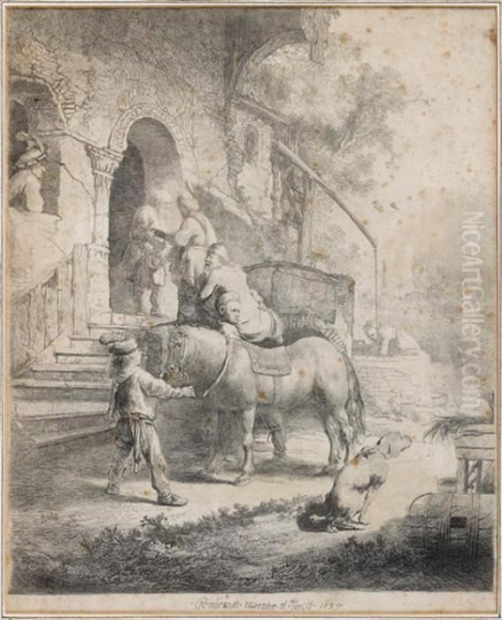 Le Bon Samaritain Oil Painting by Harmenszoon van Rijn Rembrandt