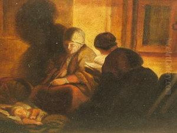 Figures In An Interior Oil Painting by Harmenszoon van Rijn Rembrandt