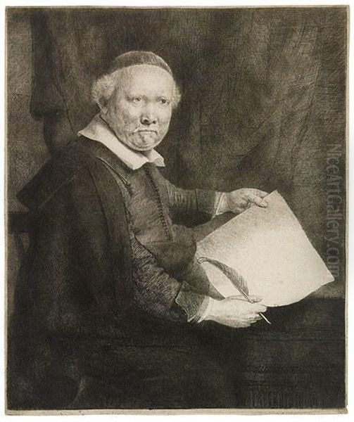 Lieven Willemsz Van Coppenol, Writing Master: Largerplate Oil Painting by Harmenszoon van Rijn Rembrandt