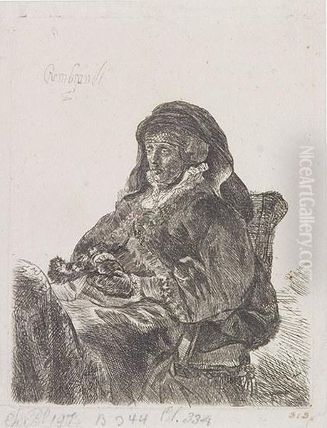 The Artist's Mother Seated Oil Painting by Harmenszoon van Rijn Rembrandt