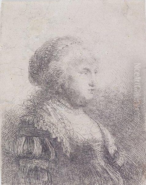 Saskia With Pearls In Her Hair Oil Painting by Harmenszoon van Rijn Rembrandt