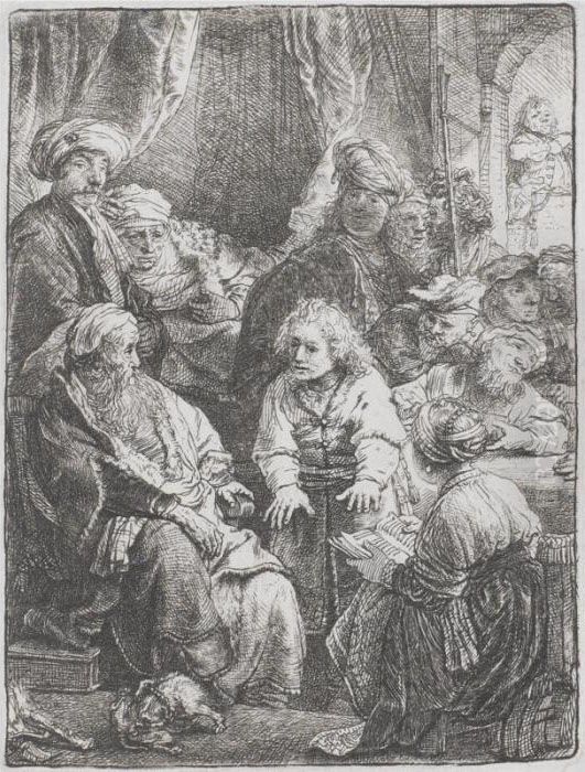 Joseph Telling His Dreams (b., Holl. 35; H. 160; Bb.38-e) Oil Painting by Harmenszoon van Rijn Rembrandt