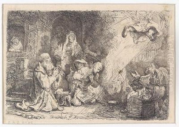 Der Engel Verlasst Die Familie Vontobias Oil Painting by Harmenszoon van Rijn Rembrandt