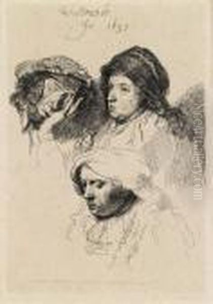 Drei Frauenkopfe Oil Painting by Harmenszoon van Rijn Rembrandt