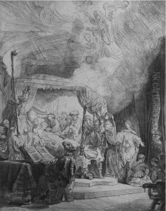 The Death Of The Virgin (bartsch, Hollstein 99; Hind 161, Bjorklund& Barnard 39-a) Oil Painting by Harmenszoon van Rijn Rembrandt