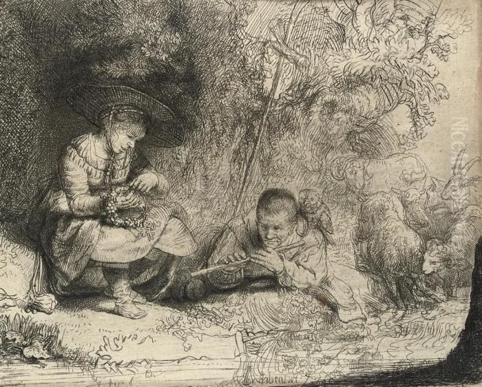 The Flute Player Oil Painting by Harmenszoon van Rijn Rembrandt