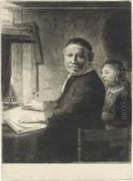 Lieven Willemsz. Van Coppenol, Writing-master: Small Plate Oil Painting by Harmenszoon van Rijn Rembrandt