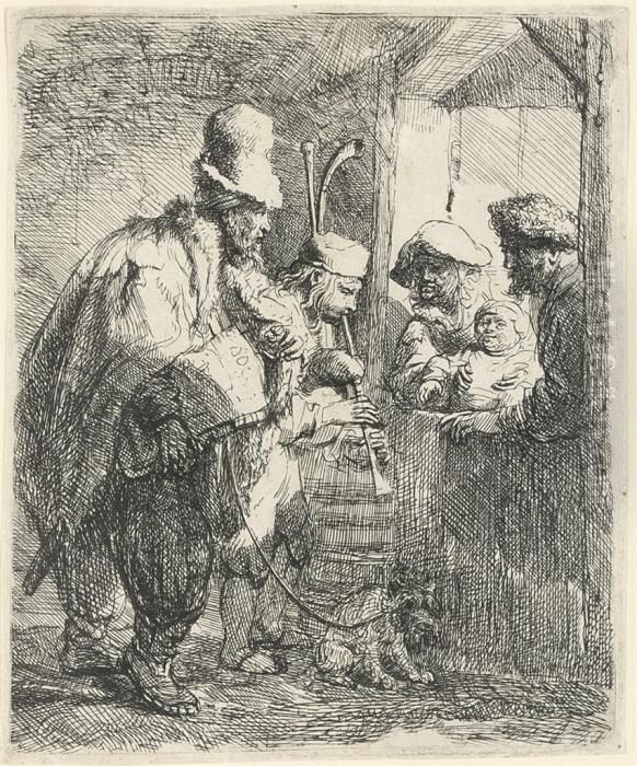 The Strolling Musicians (b., Holl. 119; H. 142) Oil Painting by Harmenszoon van Rijn Rembrandt