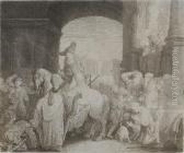 The Triumph Of Mordechai (bartsch 40) Oil Painting by Harmenszoon van Rijn Rembrandt
