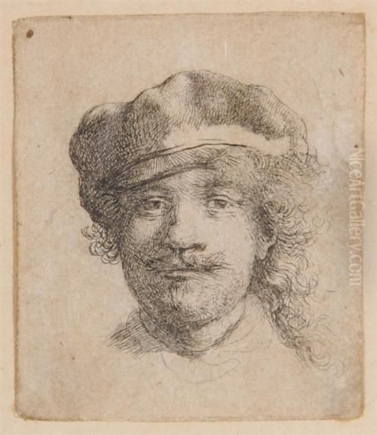 Rembrandt Wearing A Soft Cap Oil Painting by Harmenszoon van Rijn Rembrandt
