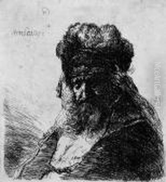 Niederblickender Greis In Hoher Fellmutze Oil Painting by Harmenszoon van Rijn Rembrandt