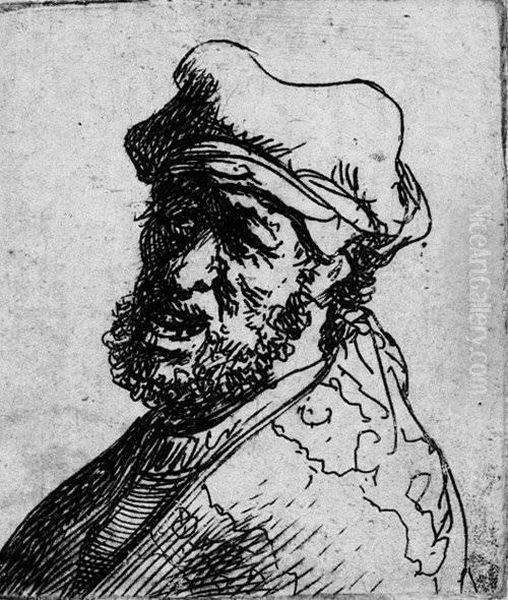 Schreiender Mann In Gesticktem Mantel Oil Painting by Harmenszoon van Rijn Rembrandt