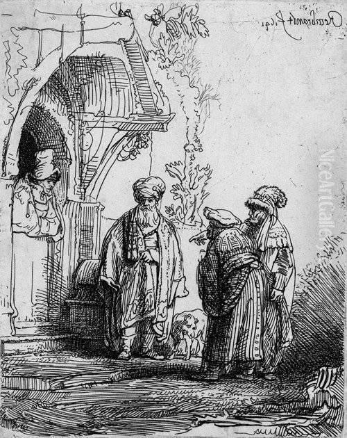 Die Drei Orientalen Oil Painting by Harmenszoon van Rijn Rembrandt