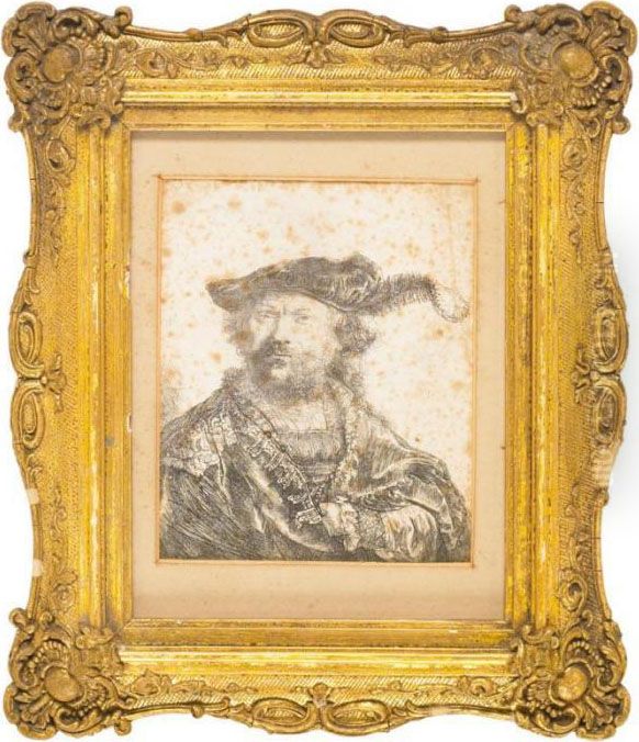 Self Portrait In A Plummer Cap Oil Painting by Harmenszoon van Rijn Rembrandt