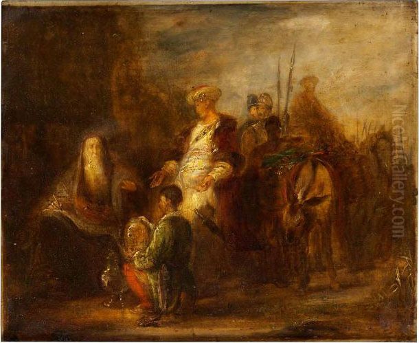 Elisha Och Naaman Oil Painting by Harmenszoon van Rijn Rembrandt