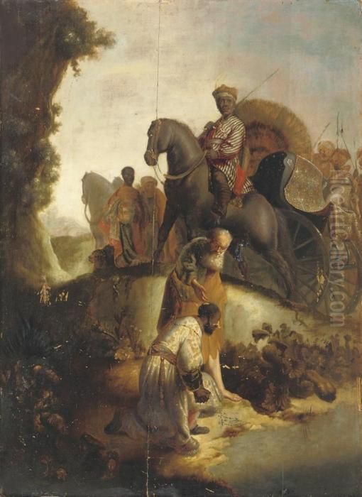 The Baptism Of The Eunuch Oil Painting by Harmenszoon van Rijn Rembrandt