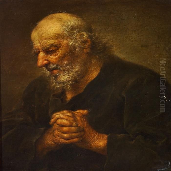 An Old Man Praying Oil Painting by Harmenszoon van Rijn Rembrandt