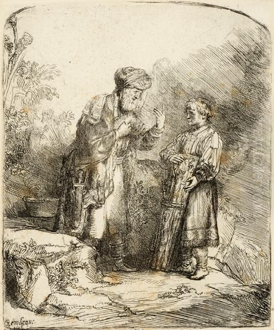 Abraham And Isac Oil Painting by Harmenszoon van Rijn Rembrandt