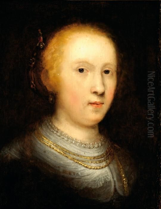 Portrait Of Liesbeth Harmensdr. Van Rijn Oil Painting by Harmenszoon van Rijn Rembrandt