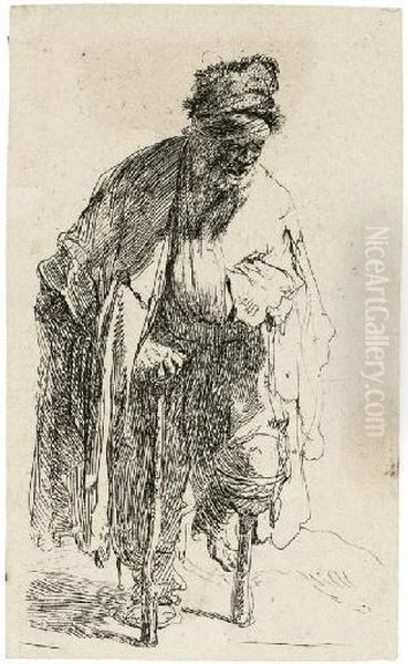 Beggar With A Wooden Leg (b., Holl. 179; H. 12) Oil Painting by Harmenszoon van Rijn Rembrandt