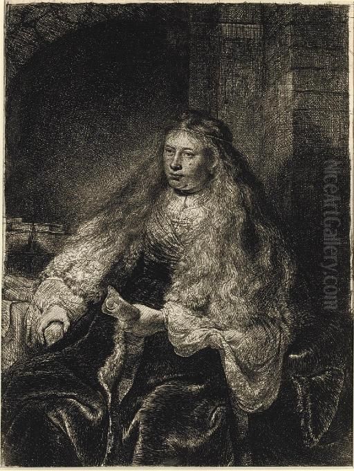 The Artist's Mother, Head And Bust; Three Quarters Right (b. Holl. 354; H. 1) Oil Painting by Harmenszoon van Rijn Rembrandt