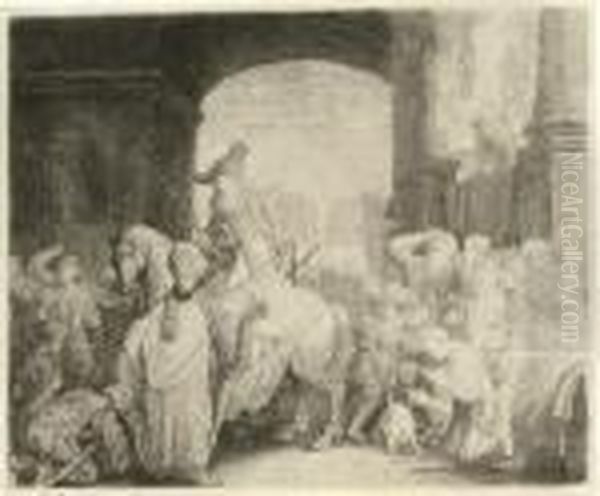 The Triumph Of Mordechai (b., Holl. 40; H. 172) Oil Painting by Harmenszoon van Rijn Rembrandt