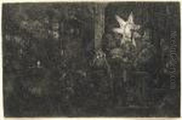 The Star Of The Kings: A Night Piece (b., Holl. 113; H. 254) Oil Painting by Harmenszoon van Rijn Rembrandt
