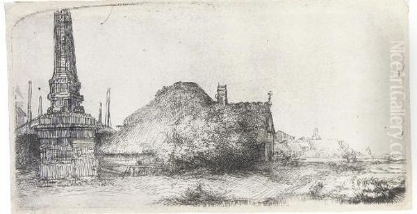 Landscape With An Obelisk (b., Holl. 227; H. 243) Oil Painting by Harmenszoon van Rijn Rembrandt