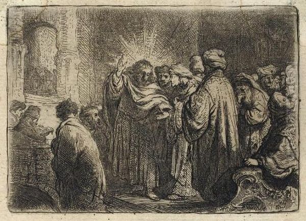 The Tribute Money (b., Holl. 68; H. 124) Oil Painting by Harmenszoon van Rijn Rembrandt