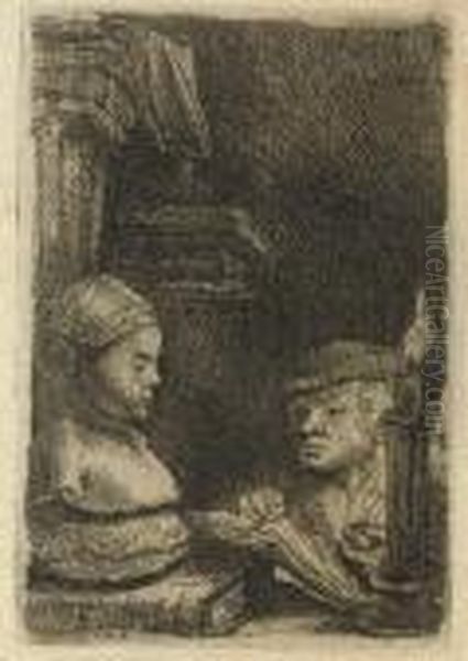 A Man Drawing From A Cast (b., Holl. 130; H. 191) Oil Painting by Harmenszoon van Rijn Rembrandt
