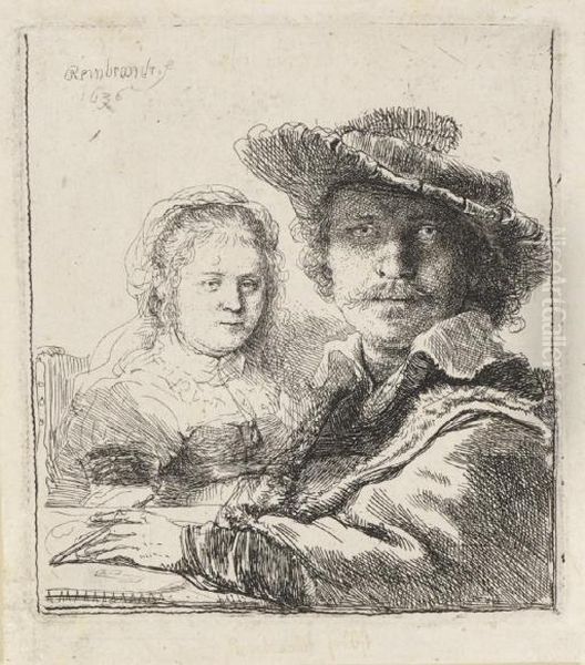 Self-portrait With Saskia (b., Holl. 19; H. 144) Oil Painting by Harmenszoon van Rijn Rembrandt