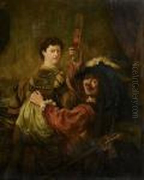 Selbstportrait Mit Seiner Frau. Oil Painting by Harmenszoon van Rijn Rembrandt