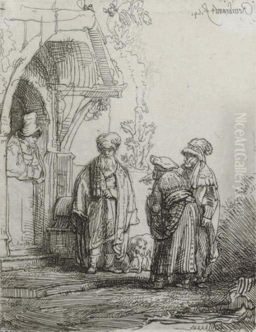 Three Oriental Figures (b., Holl. 118; H. 183) Oil Painting by Harmenszoon van Rijn Rembrandt