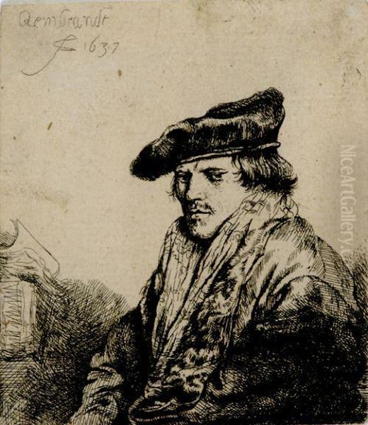 Young Man In Velvet Cap Oil Painting by Harmenszoon van Rijn Rembrandt