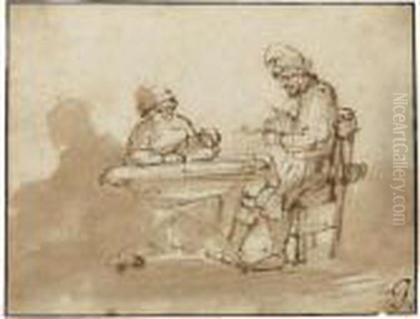 The Holy Family Seated In An Interior Oil Painting by Harmenszoon van Rijn Rembrandt