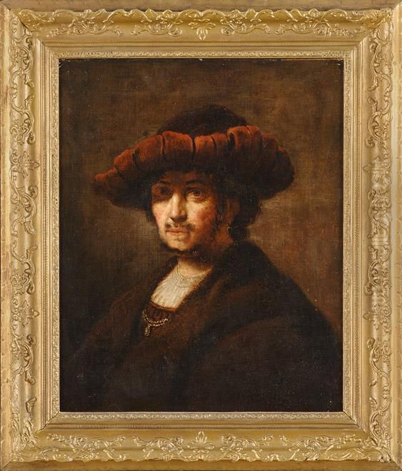 Edelherr Mit Barrett. Oil Painting by Harmenszoon van Rijn Rembrandt