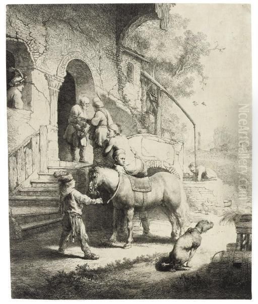 The Good Samaritan (b., Holl. 90; H. 101) Oil Painting by Harmenszoon van Rijn Rembrandt